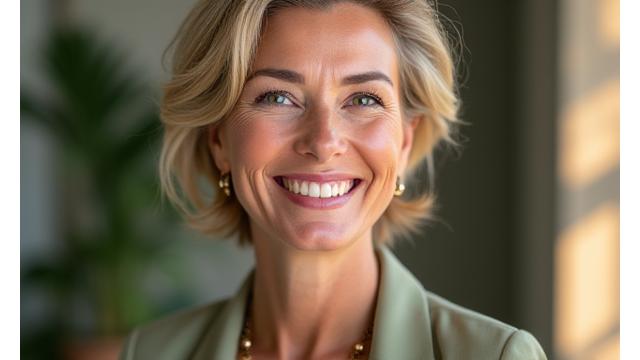 A person with glowing, healthy skin smiling, symbolizing anti-aging and vitality.